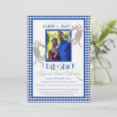 Aangepaste blauwe krab rehearserie binnenste uitno kaart (Staand voorkant)