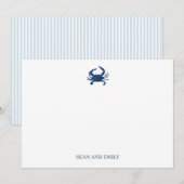 Aangepaste Blauwe Krab Schilderen Briefpapier Bedankkaart (Voorkant / Achterkant)
