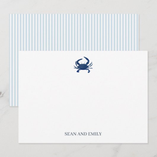 Aangepaste Blauwe Krab Schilderen Briefpapier Bedankkaart (Voorkant / Achterkant)