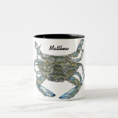 Aangepaste blauwe krab tweekleurige koffiemok (Center)