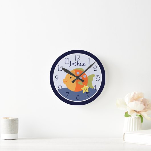 Aangepaste blauwe lagoon/visklok ronde klok (Huis)