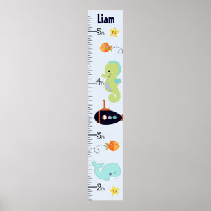 Aangepaste blauwe lagune/walvis/visgroeigrafiek poster