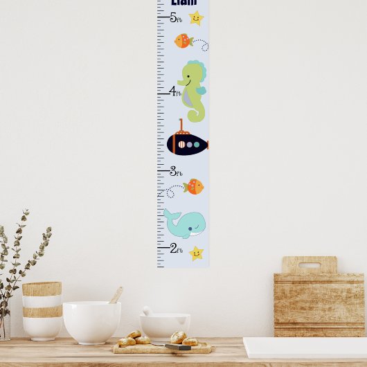 Aangepaste blauwe lagune/walvis/visgroeigrafiek poster (Keuken)