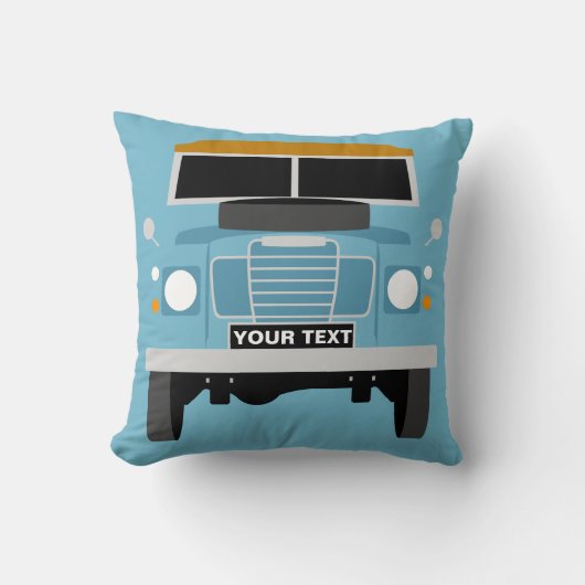 Aangepaste blauwe land Rover Series 3 personaliser Kussen (Voorkant)