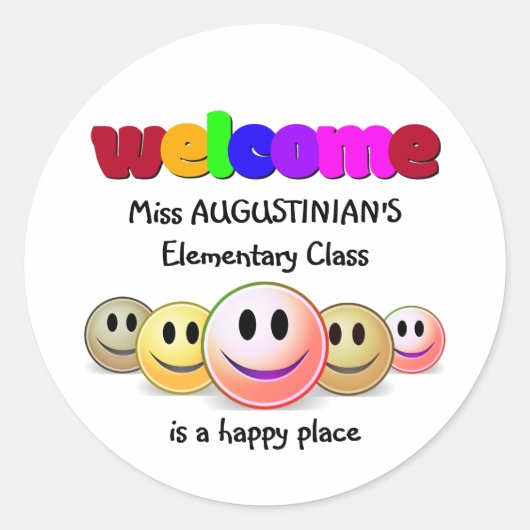 Aangepaste blauwe leraren klasse Welkom Classic Ro Ronde Sticker (Voorkant)