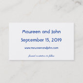 Aangepaste blauwe letter behalve datumtrouwkaarten visitekaartje (Achterkant)