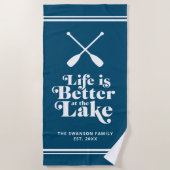 Aangepaste Blauwe Leven is beter bij het meer stra Strandlaken (Voorkant)