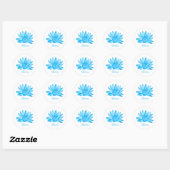 Aangepaste blauwe lotusbloem ronde sticker (Vel)