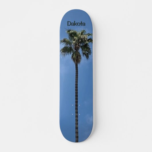 Aangepaste Blauwe Lucht Palmboom Naam Persoonlijk Skateboard (Voorkant)