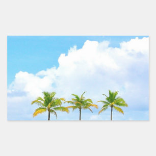 Aangepaste blauwe lucht wolken en palmbomen lege s rechthoekige sticker