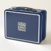 Aangepaste blauwe lunchbox – naam en QR-code (Achterkant)