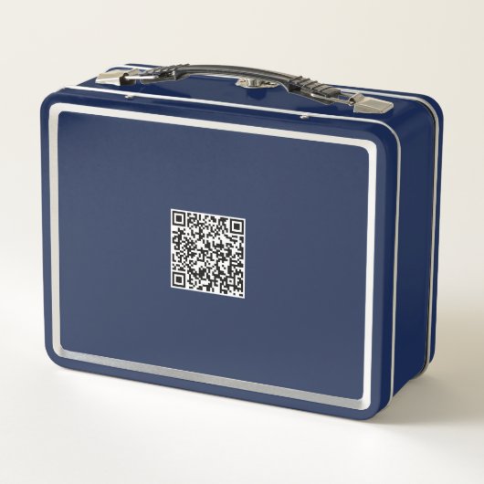 Aangepaste blauwe lunchbox – naam en QR-code (Achterkant)