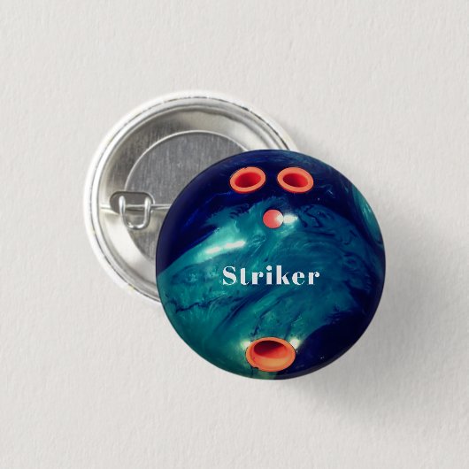 Aangepaste blauwe marmer Bowling Ball Button (Voorkant /achterkant)