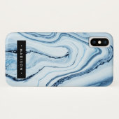 Aangepaste blauwe marmer Case-Mate iPhone case (Achterkant (horizontaal))