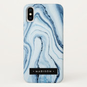 Aangepaste blauwe marmer Case-Mate iPhone case (Achterkant)