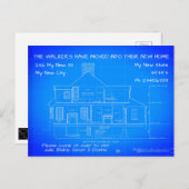 Aangepaste blauwe mededeling over het verplaatsen  briefkaart (Voorkant / Achterkant)