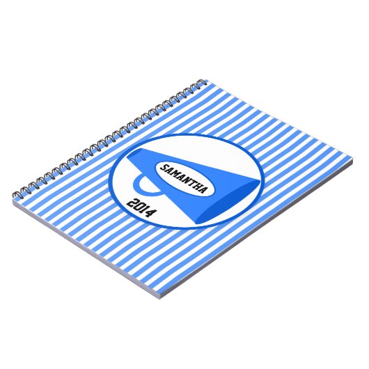 Aangepaste blauwe Megafone en blauwe Stripes Notitieboek (Linkerzijde)