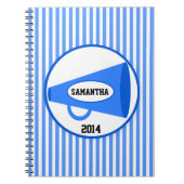 Aangepaste blauwe Megafone en blauwe Stripes Notitieboek (Voorkant)
