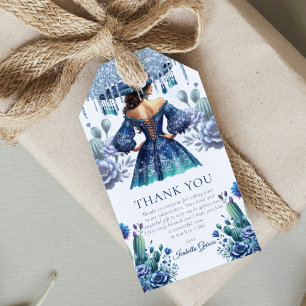 Aangepaste Blauwe Mexicaanse Stijl Quinceañera Cadeaulabel