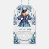 Aangepaste Blauwe Mexicaanse Stijl Quinceañera Cadeaulabel (Voorkant)