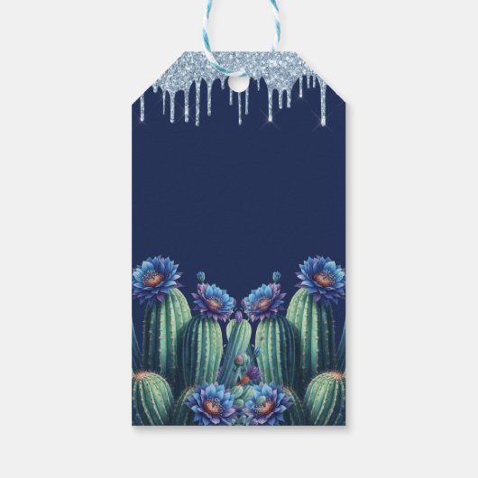 Aangepaste Blauwe Mexicaanse Stijl Quinceañera Cadeaulabel (Achterkant)