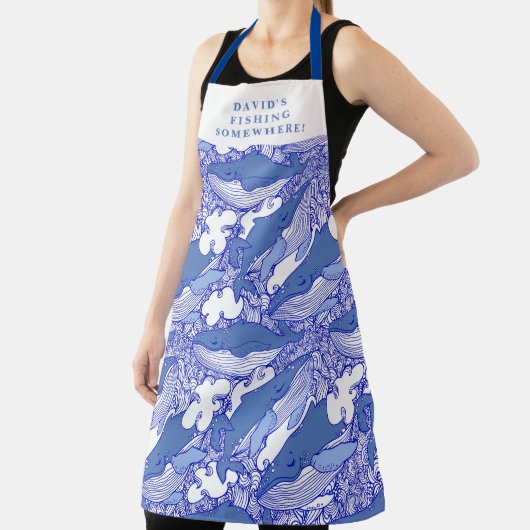 Aangepaste blauwe monochromatische bultrug walvis schort (Insitu)