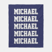 Aangepaste blauwe monogram naam fleece deken (Voorkant)