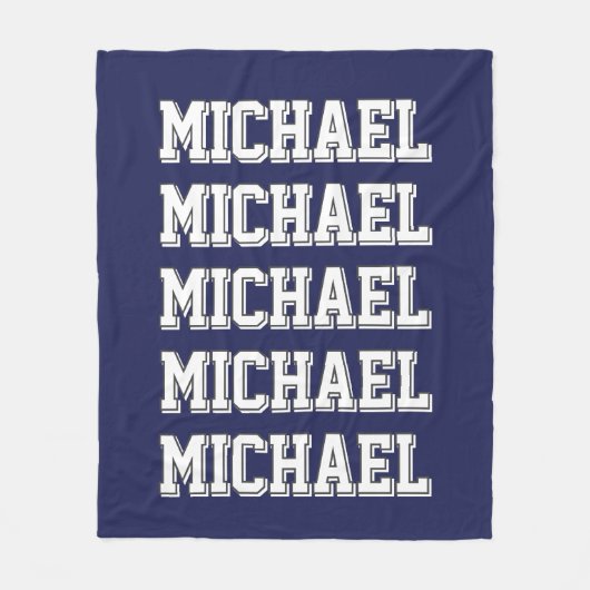 Aangepaste blauwe monogram naam fleece deken (Voorkant)