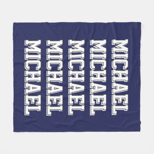 Aangepaste blauwe monogram naam fleece deken (Voorkant (Horizontaal))