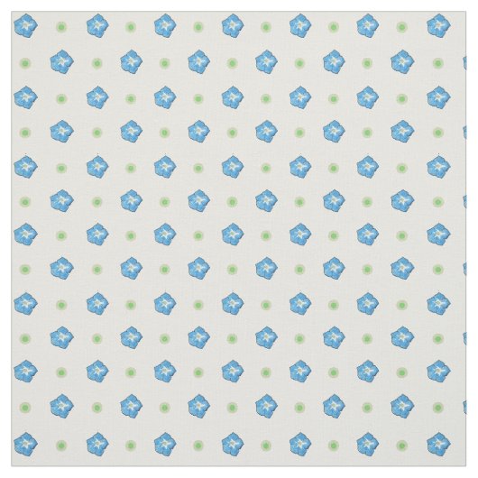 Aangepaste Blauwe Morning Glory Bloemen Polka Dot Stof (Swatch)