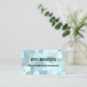 Aangepaste blauwe mozaïekstijlvolle webontwikkelaa visitekaartje (Staand voorkant)