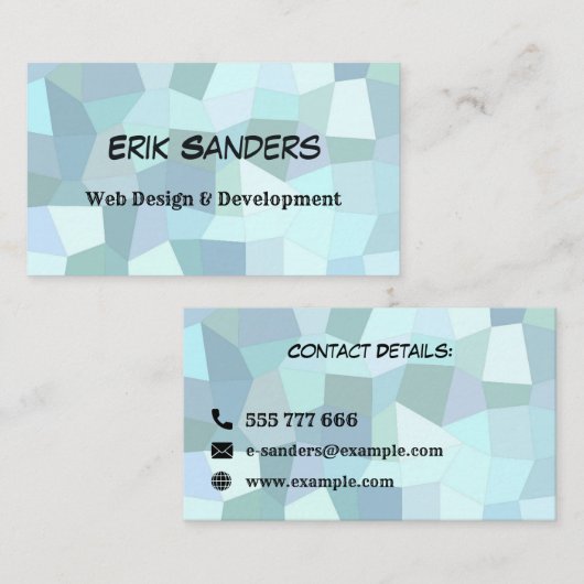 Aangepaste blauwe mozaïekstijlvolle webontwikkelaa visitekaartje (Voorkant / Achterkant)