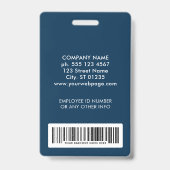 Aangepaste Blauwe Naam Logo Foto Barcode Medewerke Badge (Achterkant)