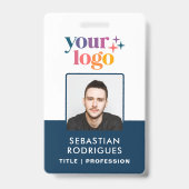 Aangepaste Blauwe Naam Logo Foto Barcode Medewerke Badge (Voorkant)