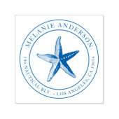 Aangepaste Blauwe Nautische Zeester Naam Retouradr Zelfinktende Stempel (Design)