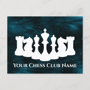 Aangepaste blauwe nebula Chess Piece King Briefkaart