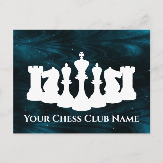 Aangepaste blauwe nebula Chess Piece King Briefkaart (Voorkant)