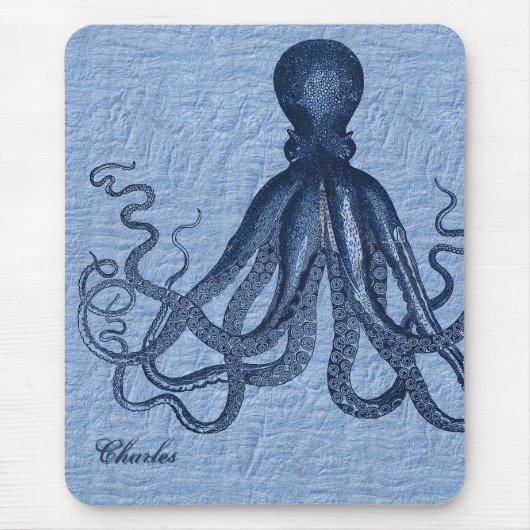 Aangepaste blauwe octopus Muismat (Voorkant)