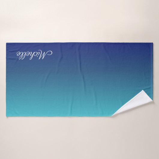 Aangepaste blauwe ombre gradiënt badhanddoek (Badhanddoek)