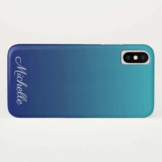 Aangepaste blauwe ombre gradiënt Case-Mate iPhone case (Achterkant (horizontaal))