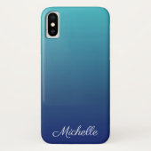 Aangepaste blauwe ombre gradiënt Case-Mate iPhone case (Achterkant)