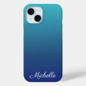 Aangepaste blauwe ombre gradiënt Case-Mate iPhone case (Achterkant)