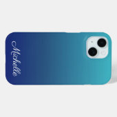 Aangepaste blauwe ombre gradiënt Case-Mate iPhone case (Achterkant (horizontaal))