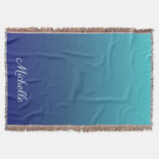 Aangepaste blauwe ombre gradiënt deken (Voorkant)