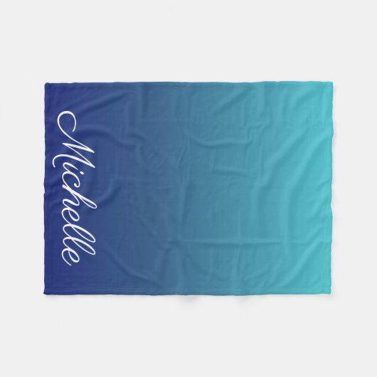 Aangepaste blauwe ombre gradiënt fleece deken (Voorkant (Horizontaal))