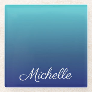 Aangepaste blauwe ombre gradiënt glazen onderzetter