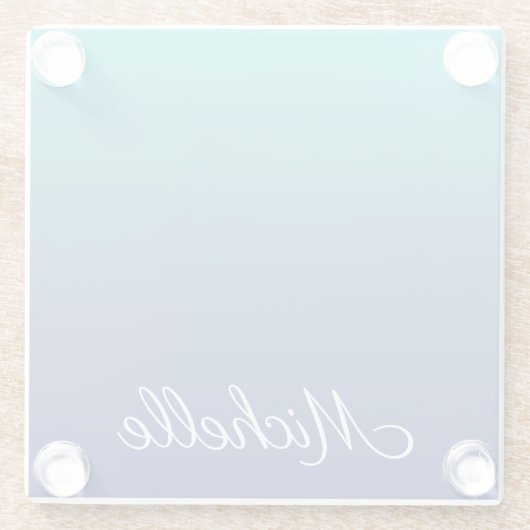 Aangepaste blauwe ombre gradiënt glazen onderzetter (Achterkant)