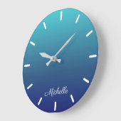 Aangepaste blauwe ombre gradiënt grote klok (Hoek)