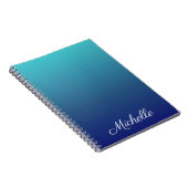 Aangepaste blauwe ombre gradiënt notitieboek (Rechterzijde)