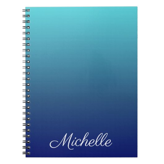 Aangepaste blauwe ombre gradiënt notitieboek (Voorkant)